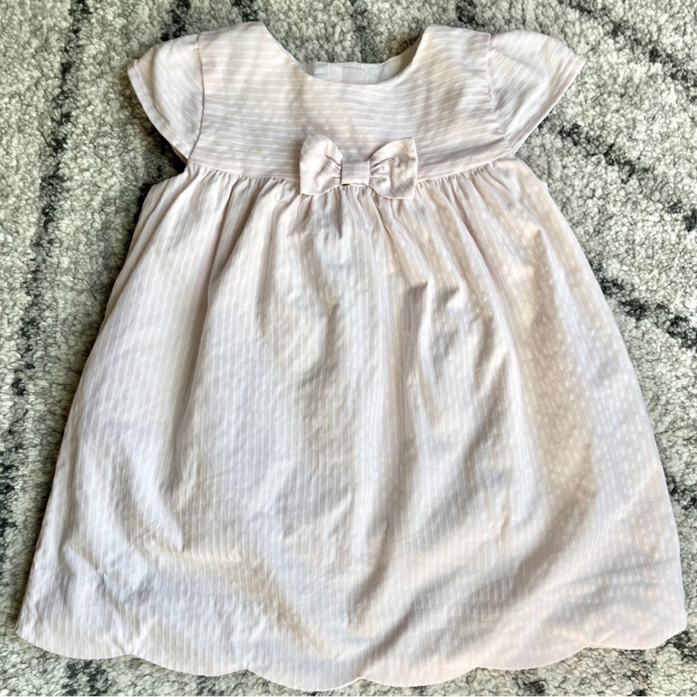 Janie And Jack Pink and White Striped Dress - 12-18m